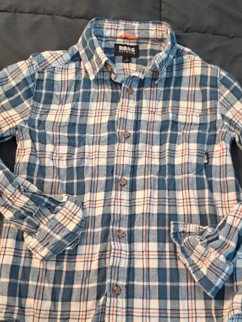 Bass Outdoor Boys' Blue Plaid Button-Down Shirt